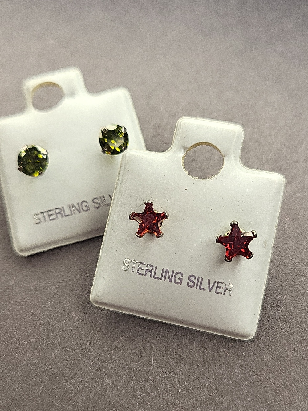 Peridot & Garnet Sterling Silver Stud Earrings